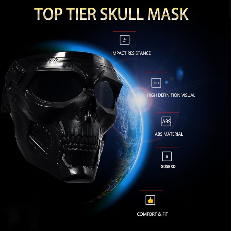 OQUQO Skull Face Mask Full Face, Motorcycle Mask, Airsoft Mask, Tactical Mask, Paintball Mask for Men Women - Image 3